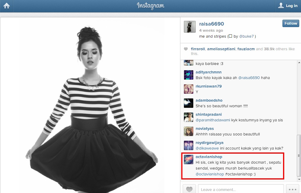 promosi di instagram artis